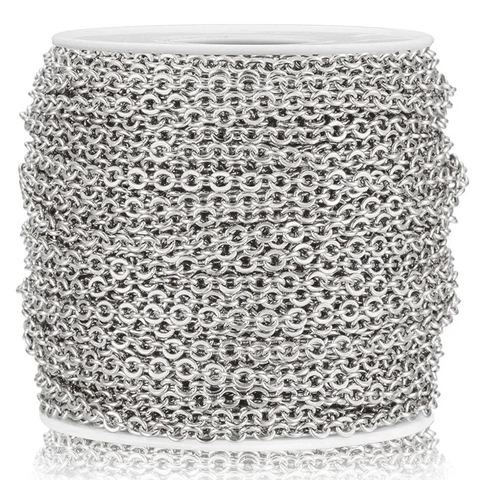 Catena In Acciaio Inossidabile Maglie Piatte Per Creazione Gioielli DIY Rotolo Resistente Allo Scolorimento Placcato Sotto Vuoto Per Collane Bracciali