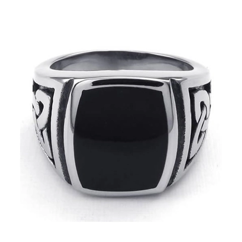 Anillo Da Uomo In Acciaio Inossidabile Vintage Nodo Celtico Vichingo Nordico Smalto Nero Sigillo Gioielli Punk