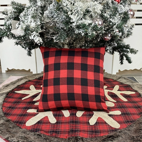 Christmas Buffalo Plaid Pillowcase Red Black White Gingham Cushion Cover Farmhouse Home Decor Sofa Decor