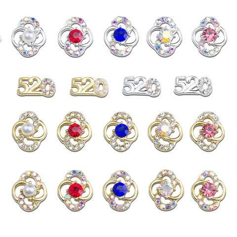 Ciondoli Nail Art Lega Fiori Cavi Forme Romantiche Strass Perla Artificial Decorazione Fai Da Te Regalo Di San Valentino Per Donne