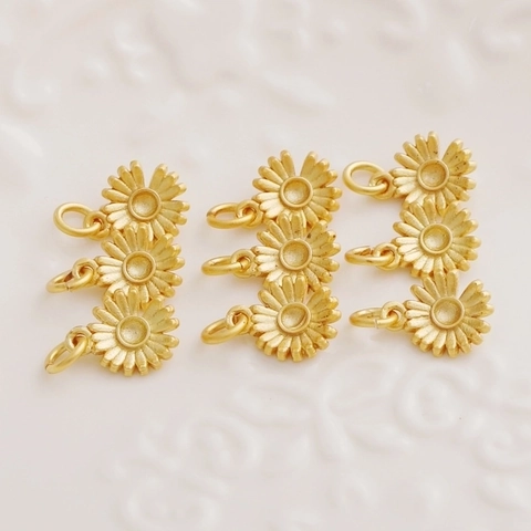 Sonnenblume Gänseblümchen Anhänger 18K Vergoldet Legierung Mattgold Blumenanhänger Für DIY Schmuckherstellung Handgefertigt Zubehör