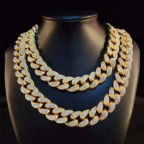 Collana Cuban Link Hip Hop Lega Strass Iced Out Gioielli Di Moda Per Uomo Donna Tendenza Individuale