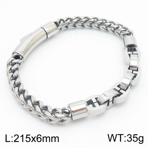 Bracciale A Catena In Acciaio Inossidabile Osso Di Drago Maglia Geometrica Industriale Gioielli Hip Hop Punk Alla Moda Per Uomini