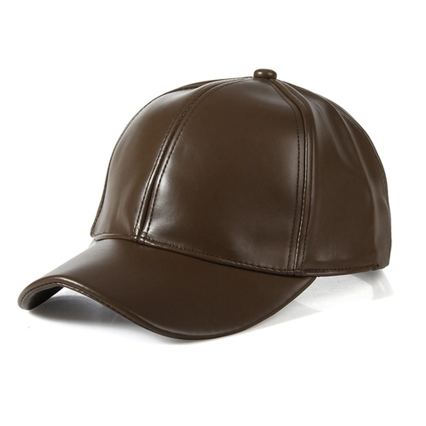 Baseball Cap PU Leather Faux Leather Solid Color Waterproof Adjustable Outdoor Sports Hat For Men And Women Sun Protection