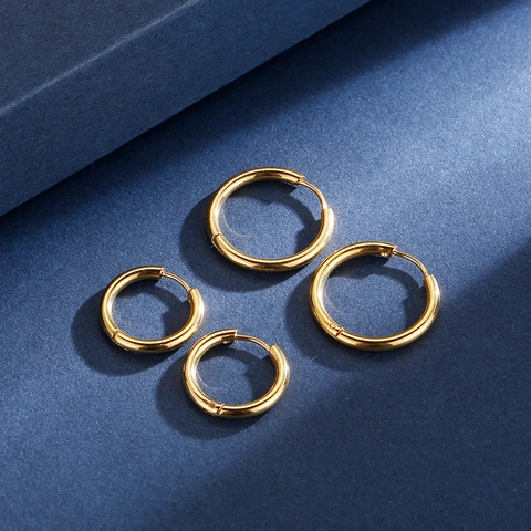 Orecchini A Cerchio Acciaio Inossidabile Tondi Lucidi Chiusura Clicker Gioielli Geometrici Minimalisti Per Uomo Donna