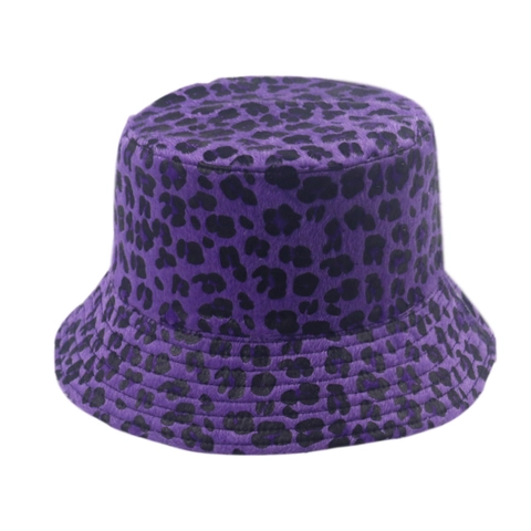 Leopard Print Woolen Bucket Hat For Women Men Winter Warm Reversible Plush Basin Hat Fashion Versatile Travel Sun Hat