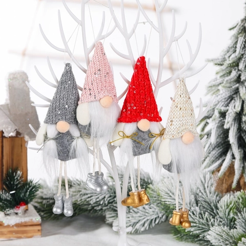Weihnachtsgnom Hängedekoration Paillettenmütze Lange Beine Gesichtlose Puppe Feiertagsdeko Baumschmuck Strick Plüsch