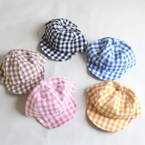 Cappellino Da Baseball Per Neonati Tesa Morbida Cotone Motivo Quadretti Gingham Cappello Da Sole Per Bambini Regolabile All Aperto