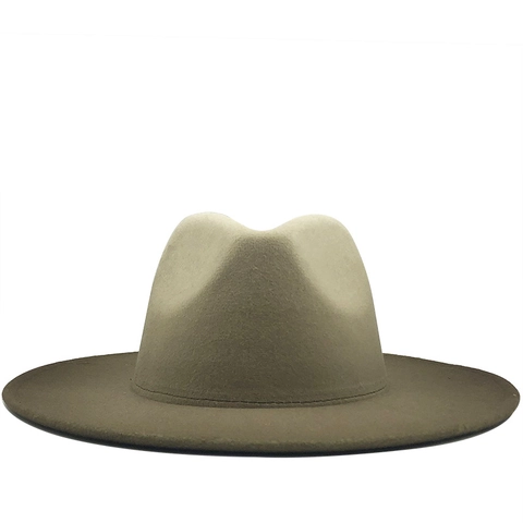 Cappello Fedora A Tesa Larga Sfumato Ombre Bicolore Feltro Di Lana Berretto Jazz Stile Britannico Per Uomini Donne