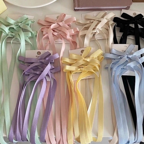 Lange Streamer Lint Boog Haarclips Lint Legering Acryl Ballet Stijl Zoete Haaraccessoires Vrouwen Meisjes