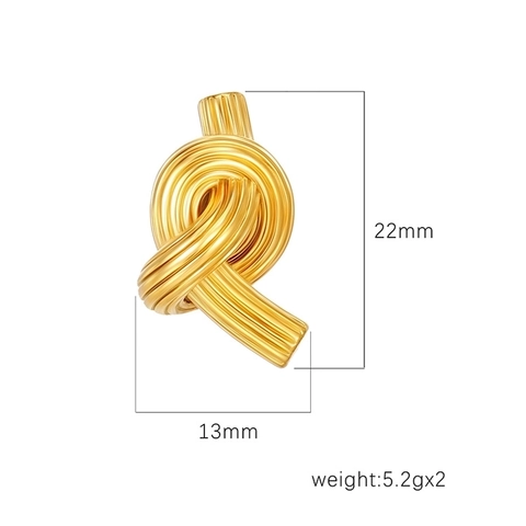 Pendientes de Botón de Acero Inoxidable con Nudo Retorcido Bañados en Oro 18K Minimalistas para Mujer Joyería Diaria
