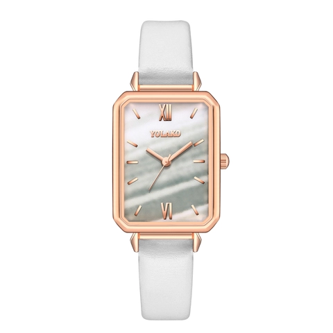 Dames Quartz Horloge Rechthoekige Legering Kast Kunstlederen Band Malachiet Textuur Wijzerplaat Romeinse Cijfers Vintage