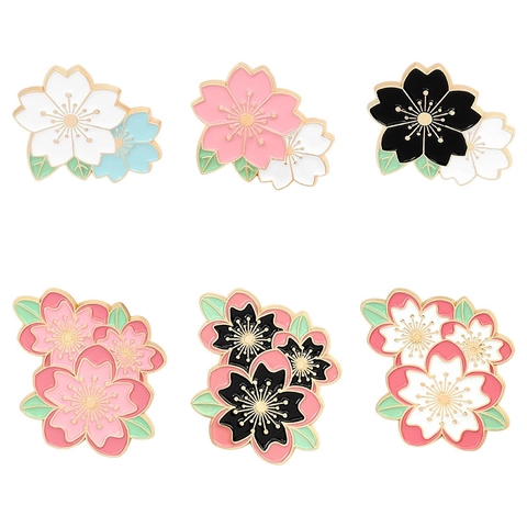 Cute Sakura Enamel Brooch Pin Alloy Cherry Blossom Flower Badge For Clothing Bag Decoration Japanese Style Jewelry