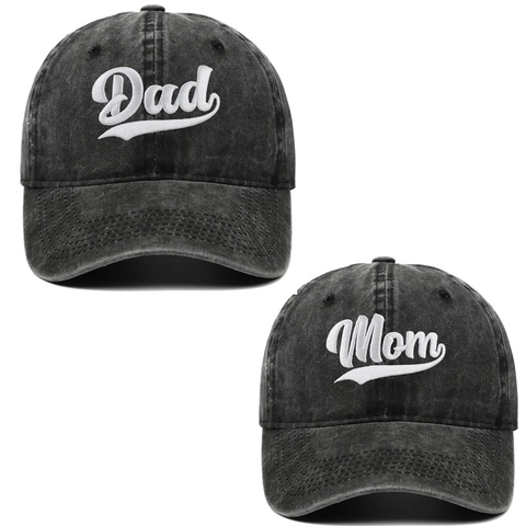 Washed Cotton Baseball Cap Retro Distressed Dad Mom Letter Embroidery Adjustable Dad Hat For Men Women Outdoor Sun Hat