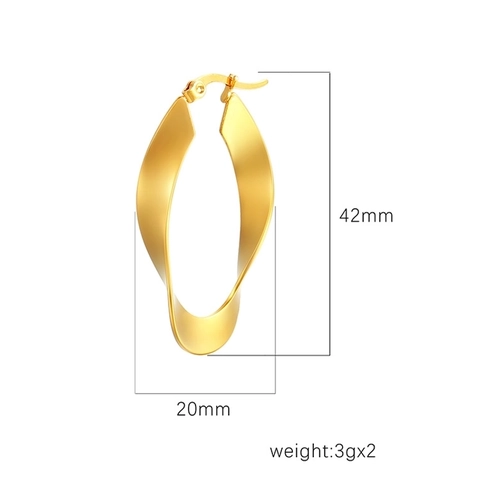 Orecchini A Cerchio In Acciaio Inossidabile Torsione Placcato Oro 18K Irregolare Piatto Geometrico Moda Per Donne