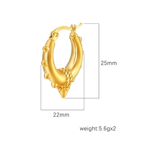 Mode Kreisförmige Creolen Stachelkegel Design Edelstahl Galvanisch Geometrischer Schmuck Für Damen