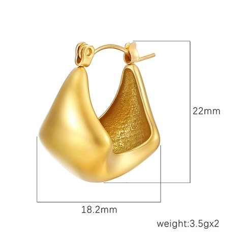 Pendientes De Aro De Rombo Geométrico Acero Inoxidable Bañado En Oro Estilo INS Minimalista Para Mujeres