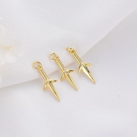 DIY Charms Pendants 14K Gold Plated Copper Zircon Dagger Big Ben Cross Star For Jewelry Making Necklace Bracelet