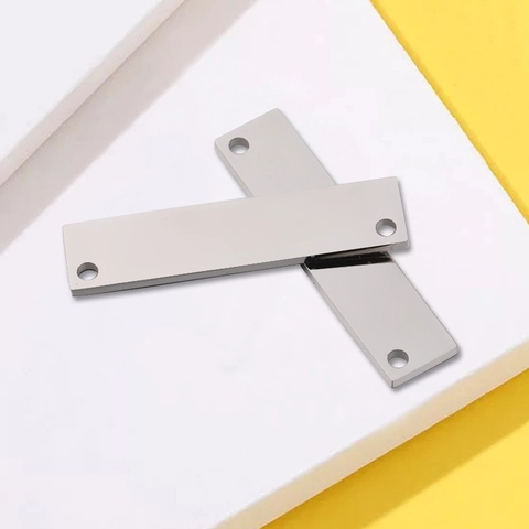 Mirror Polished Stainless Steel Rectangular Bar Double Hole Connector For DIY Jewelry Making Blank Pendant Tag