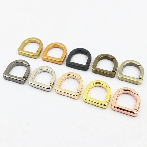 Zinc Alloy D Ring Buckle Spring Opening Connector Removable Shackle Hook For Handbag Purse Strap DIY Leather Craft Accessory