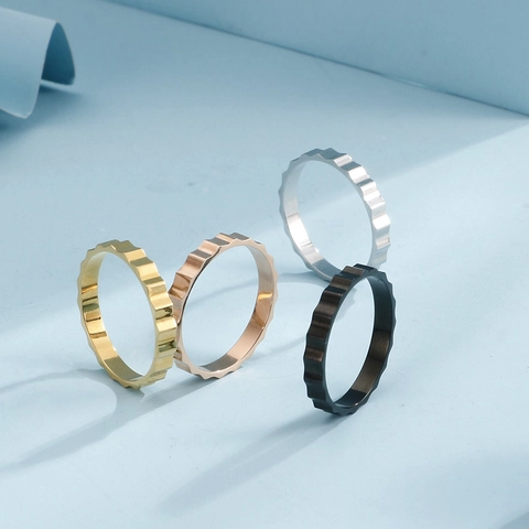 Golvende Tandwielrand Ring 316L Roestvrij Staal Minimalistische Industriële Band Voor Dames Heren Sieraden Accessoire