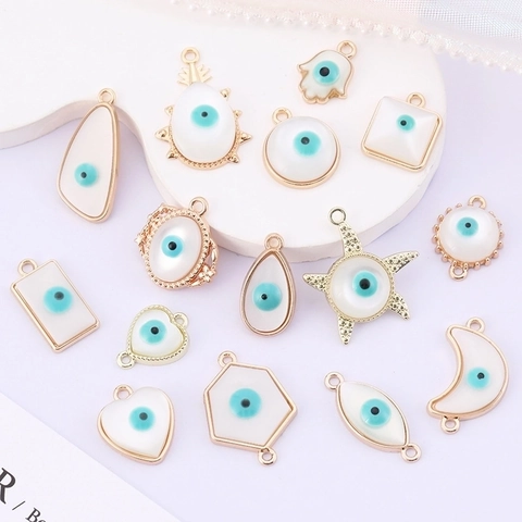 Evil Eye Anhänger Legierung Emaille Hamsa Hand Herz Mond Form Anhänger Für DIY Schmuckherstellung Zubehör