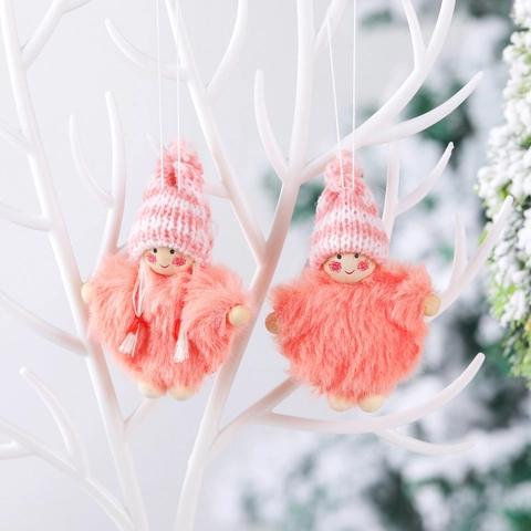 Ornamenti Appesi Albero Di Natale Angelo Peluche Legno Ciondolo Bambola Cappello Maglia Mantello Ragazzo Ragazza