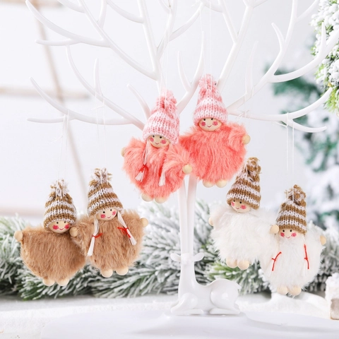 Ornamenti Appesi Albero Di Natale Angelo Peluche Legno Ciondolo Bambola Cappello Maglia Mantello Ragazzo Ragazza