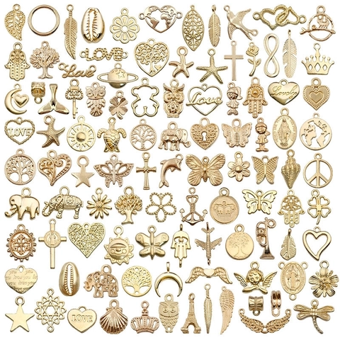 DIY Anhänger Charms Gemischte Stile Zinklegierung KC Gold Für Halsketten Armband Herstellung Schmuckzubehör Handgefertigt