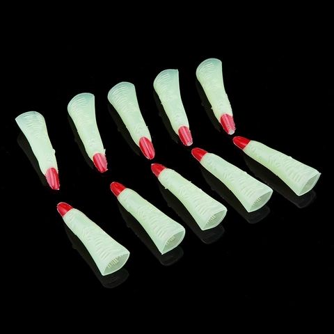 Dita Da Strega Di Halloween Bagliore Al Buio Unghie Lunghe In Plastica Zombie Accessori Per Costumi