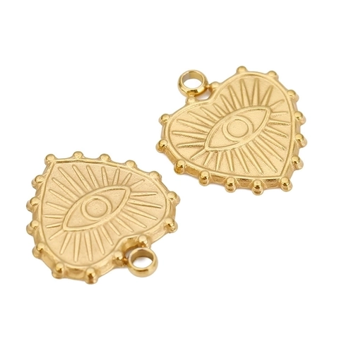 Dijes De Corazón Con Ojo De Mal De Acero Inoxidable Para Hacer Joyas Collares Pulseras Accesorio Retro De Moda