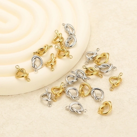 Edelstahl Herz Knoten Schmuck Verbinder Doppel Loch DIY Halskette Ohrring Metall Charms Mode