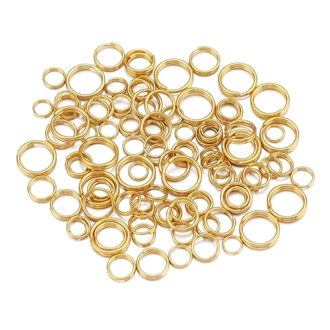 Stainless Steel Double Layer Split Rings 18K Gold Plated Round Open Jump Rings Jewelry Making Connectors For DIY Necklace