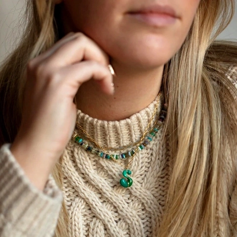 Collana Con Ciondolo Lettera Bolla In Acciaio Inossidabile Placcato Oro 18K Smalto Colorato Gioielli Stile Dopamina