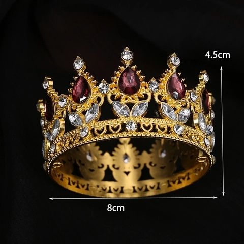 Baroque Luxury Crown Tiara Alloy Rhinestone Water Drop Crystal Wedding Party Pageant Retro Headpiece For Women