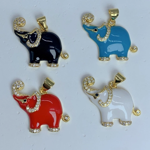 Pendente Elefante Carino Rame Placcato Oro 18K Smalto Zircone Strass Animale Creazione Gioielli Fai Da Te