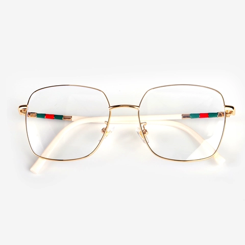 Anti Blue Light Blocking Glasses Square Metal Frame Optical Eyeglasses Vintage Fashion Oversized Gold Tone Unisex