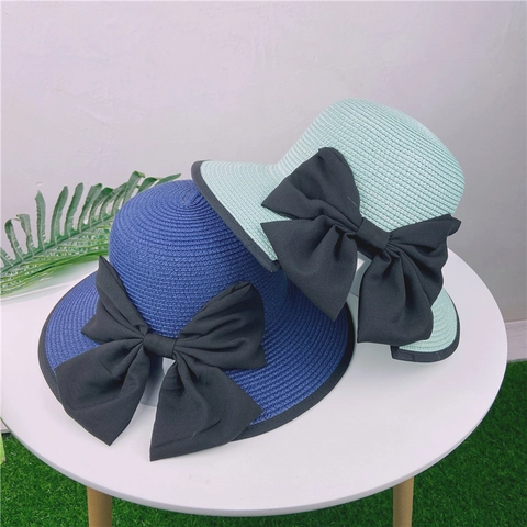 Women Wide Brim Straw Sun Hat With Large Bowknot For Beach Vacation Summer Sun Protection Elegant Foldable