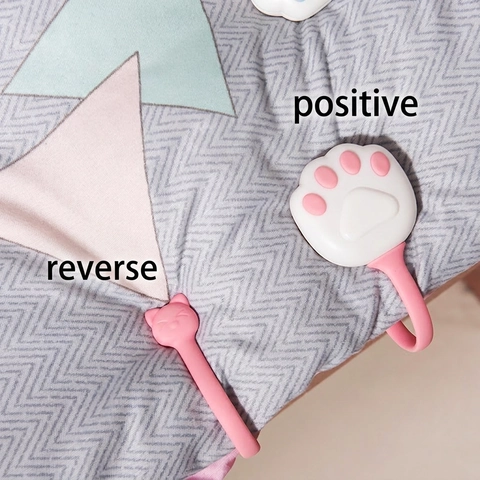 Cat Paw Quilt Holder Clips Anti-Slip Bed Sheet Fasteners Cartoon Plastic Bedding Grippers For Comforter Cover Cute Decor