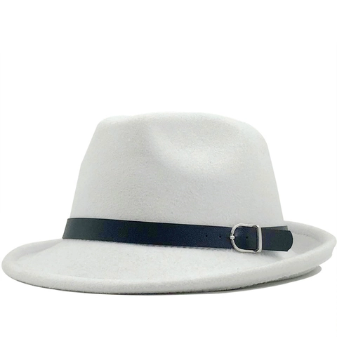 Cappello Fedora British Retrò In Feltro Di Lana Con Cintura In Ecopelle E Fibbia In Metallo Unisex Stile Jazz