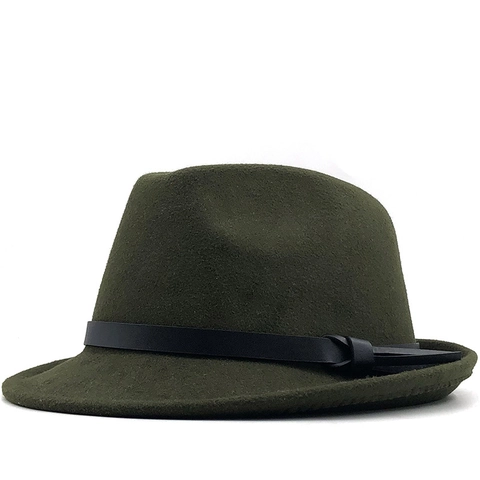 Vintage British Style Fedora Hat Solid Color Woolen Felt Flat Brim Jazz Cap With Decorative Leather Belt For Men Women