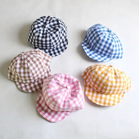 Cappellino Da Baseball Per Neonati Tesa Morbida Cotone Motivo Quadretti Gingham Cappello Da Sole Per Bambini Regolabile All Aperto