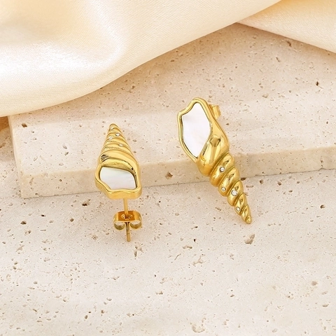Orecchini A Conchiglia In Acciaio Inossidabile Con Madreperla E Strass Gioielli Da Spiaggia Estivi Vintage Da Donna