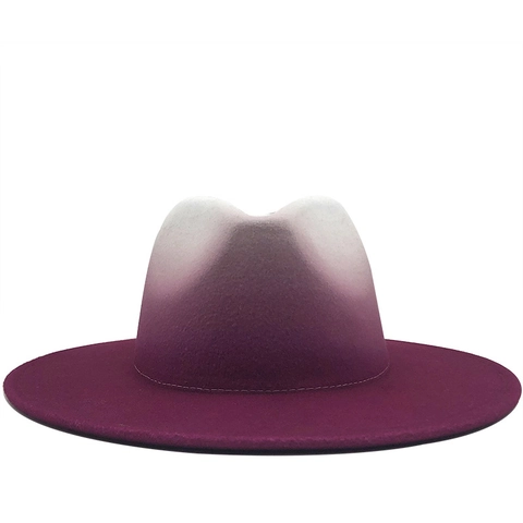 Elegante Cappello Fedora in Lana Sfumata a Tesa Larga Cappello Jazz per Uomo Donna Autunno Inverno Cappello in Feltro Stile Britannico