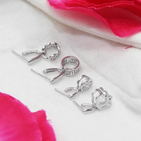 925 Sterling Silver Pendant Clip Clasp Pinch Bail Platinum Plated Auspicious Pattern DIY Jewelry Finding Connector