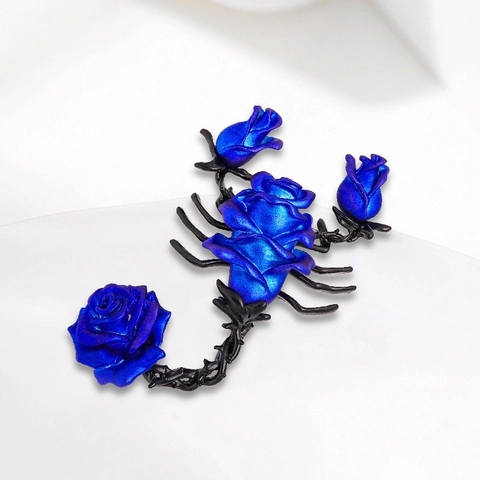 Broche Scorpion Rose En Alliage Vintage Pendentif Double Usage Gothique Sombre Romantique Bijoux Accessoire Punk