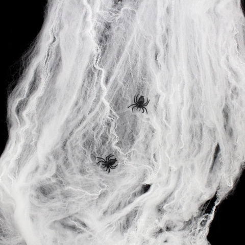 Stretchable Halloween Spider Web Decoration With Small Plastic Spiders For Haunted House Bar Party Prop Colorful Polyester Cobweb