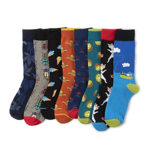 Neuheit Crew Socken Baumwolle Gestrickt Atmungsaktiv Frucht Tier Muster Mittelhoch Lässig Trendig Für Damen Herren