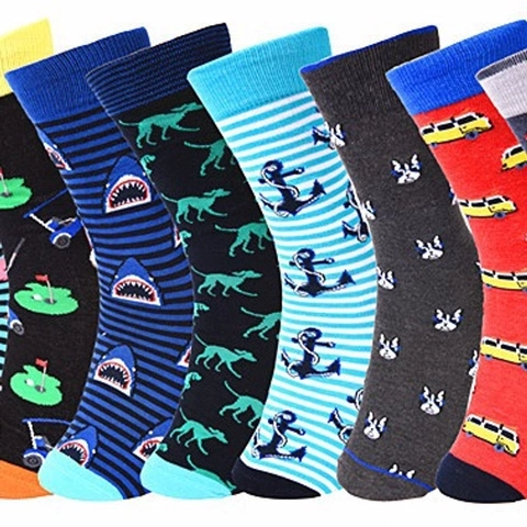 Crew Socken Baumwollmischung Atmungsaktiv Lustige Neuheit Cartoon Muster Drucken Strumpfwaren Mit Verstärkter Zehen Und Ferse