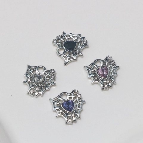 Charmes Coeur Toile Araignée Alliage Strass Gothique Punk Style DIY Accessoires Fabrication Bijoux Pour Collier Bracelet Boucle Oreille